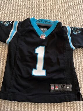 Nike Toddler Carolina Panthers #1 Black and Blue Jersey